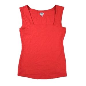 Y2k Cache Orange Square Neck Sleeveless Shirt Stretch Knit Tank Top Office Corp